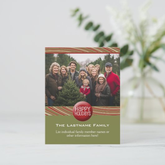 クリスマスの写真と手紙 – レトロレッド・グリーン シーズンカード (スタンド正面)