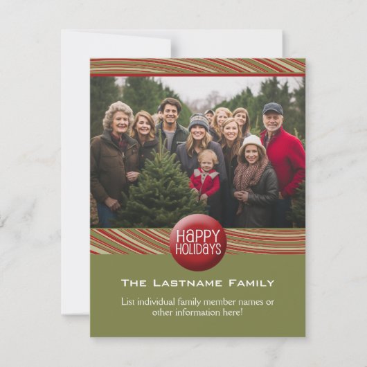 クリスマスの写真と手紙 – レトロレッド・グリーン シーズンカード (正面)