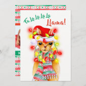 クリスマスの写真の遊び心 ラマとパターン シーズンカード (正面/裏面)