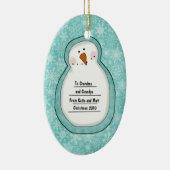 クリスマスの写真の雪だるまのカスタムの写真 セラミックオーナメント (右)