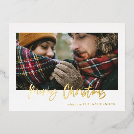 クリスマスの写真を使ったホリデー ポストカード (正面)