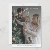 クリスマスの写真を思わず笑いおもしろいを浮かべる脚本 シーズンカード (正面)