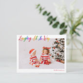 クリスマスの写真を思わず笑う可愛い虹 シーズンポストカード (スタンド正面)