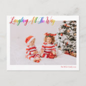 クリスマスの写真を思わず笑う可愛い虹 シーズンポストカード (正面)