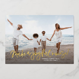 クリスマスの写真を撮って楽しい音を出す 箔シーズンカード