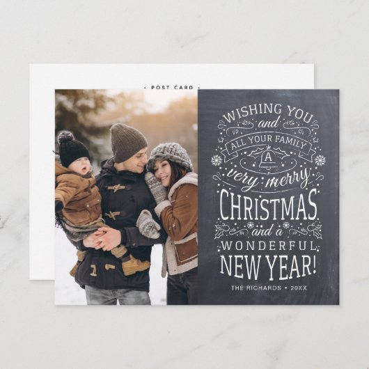 クリスマスの写真を楽しみたい黒板 ポストカード (正面/裏面)