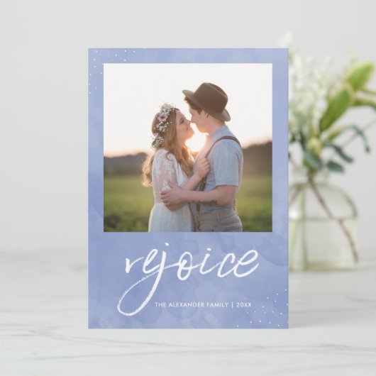 クリスマスの写真を楽しんで喜ぶ シーズンカード (スタンド正面)