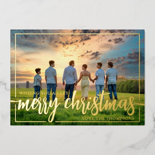 クリスマスの写真を楽しんで 箔シーズンカード (正面)