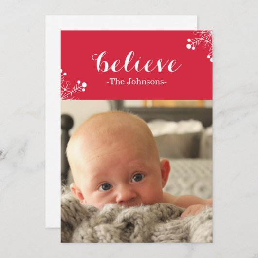 クリスマスの写真カードを信じて下さい シーズンカード (正面/裏面)