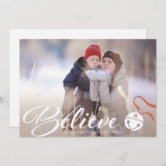 クリスマスの写真カードを信じて下さい シーズンカード (正面/裏面)
