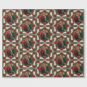 クリスマスの写真クラシックの赤緑転がの ラッピングペーパー (フラット)