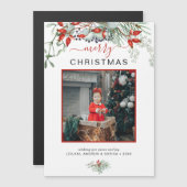 クリスマスの写真グリーン ホリデーマグネットカード (正面/裏面)