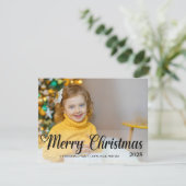 クリスマスの写真入りポインセチア 年賀カード シーズンカード (スタンド正面)