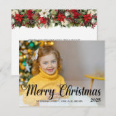 クリスマスの写真入りポインセチア 年賀カード シーズンカード (正面/裏面)
