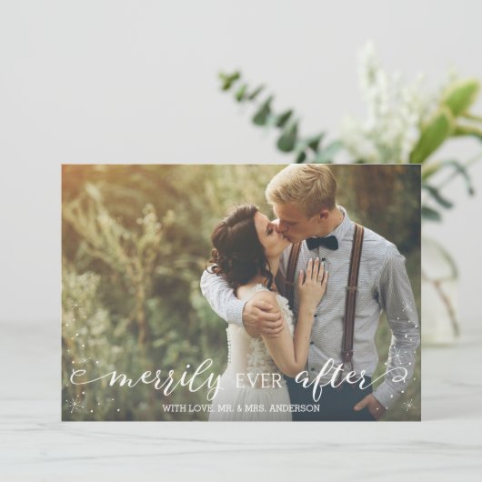 クリスマスの写真結婚カードの後を楽しく シーズンカード (スタンド正面)