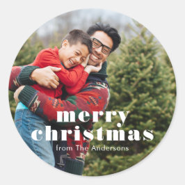 クリスマスの写真背景 ラウンドシール
