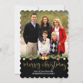 クリスマスの写真飾り付き松の花輪 シーズンカード (正面)