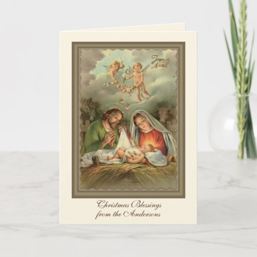 クリスマスの写真 イエス ヴァージン メアリー セント ジョセフ シーズンカード (正面)