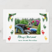 クリスマスの写真 & シュガーケーン、フラワージングルベル シーズンカード (正面/裏面)