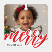 クリスマスの写真 ホリデー メタルオーナメント (正面)