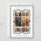 クリスマスの写真 ポインセチア ボタニカル ストライプ シーズンカード (正面)