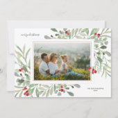 クリスマスの写真　冬の葉　赤い実 シーズンカード (正面)