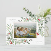 クリスマスの写真　冬の葉　赤い実 シーズンカード (スタンド正面)