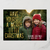 クリスマスの写真 – 少し自分を持メリーって 箔シーズンカード (正面)