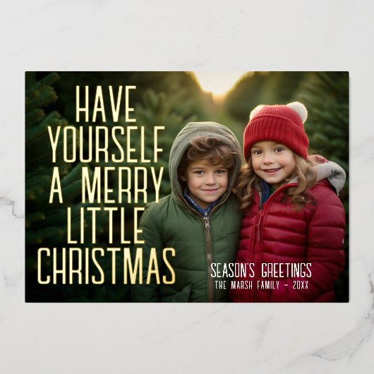 クリスマスの写真 – 少し自分を持メリーって 箔シーズンカード (正面)