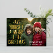 クリスマスの写真 – 少し自分を持メリーって 箔シーズンカード (立ち正面)