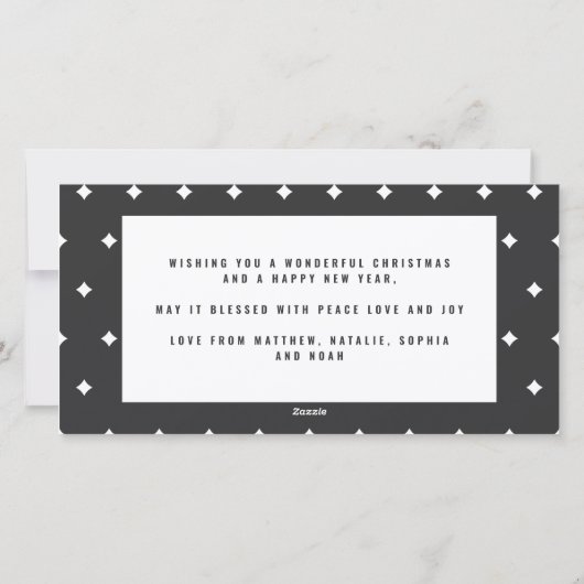 クリスマスの写真 現代の楽しい タイポグラフィー 黒 シーズンカード (裏面)