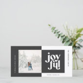 クリスマスの写真 現代の 楽しい タイポグラフィー 黒 シーズンカード (スタンド正面)