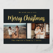 クリスマスの写真 箔シーズンポストカード (正面)