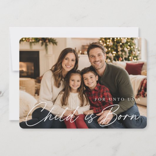 クリスマスの写真 聖書の詩 子供が生まれる シーズンカード (正面)