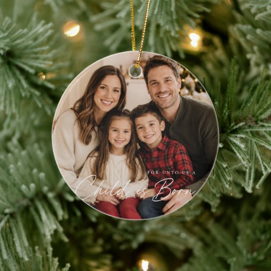 クリスマスの写真 聖書の詩 子供が生まれる セラミックオーナメント (ツリー)