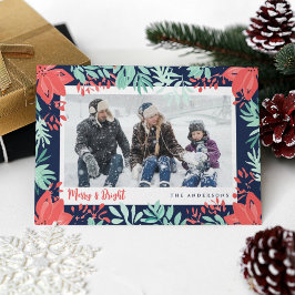 クリスマスの写真 赤い花の植物グリーン シーズンカード