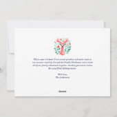 クリスマスの写真 赤い花の植物グリーン シーズンカード (裏面)