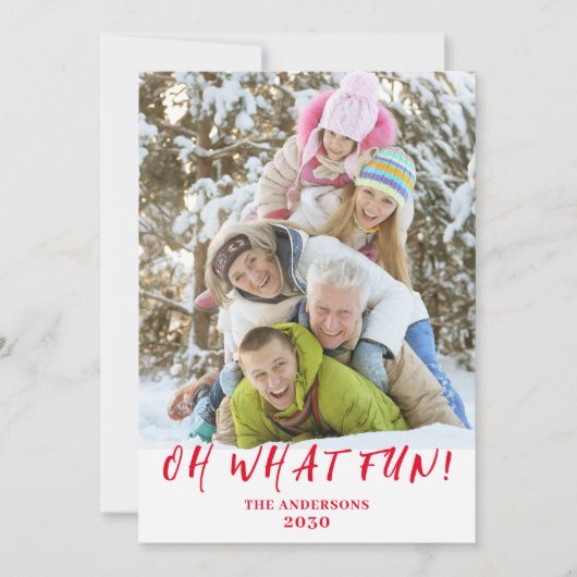 クリスマスの写真 Oh What Fun シーズンカード (正面)