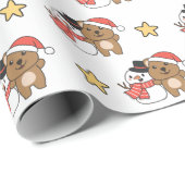 クリスマスの冬に雪だるまを持つQuokka ラッピングペーパー (ロールコーナー)
