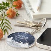 クリスマスの冬のおとぎ話のファンタジーのSnowyのトナカイ キーホルダー (正面右)