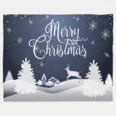 クリスマスの冬のおとぎ話。 ファンタジーのSnowyの森林 フリースブランケット (正面(横))