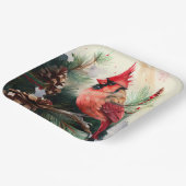 クリスマスの冬のシーンでエバーグリーンの（鳥）ショウジョウコウカンチョウ ペーパープレート (傾斜あり)