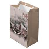 クリスマスの冬のシーン ミディアムペーパーバッグ (正面アングル)