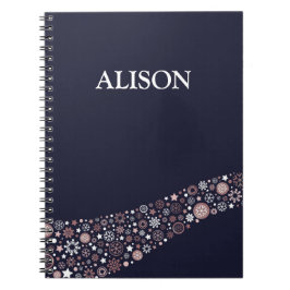 クリスマスの冬のピンクの雪の個人的な名前 ノートブック