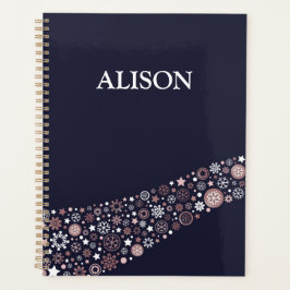 クリスマスの冬のピンクの雪の個人的な名前 プランナー手帳