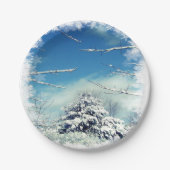クリスマスの冬の不思議の国7インチの紙皿 ペーパープレート (正面)