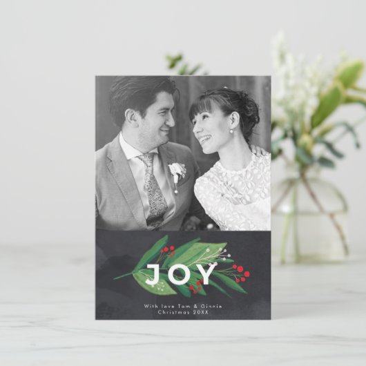 クリスマスの冬の休日のフォトカードを喜ぶ シーズンカード (スタンド正面)