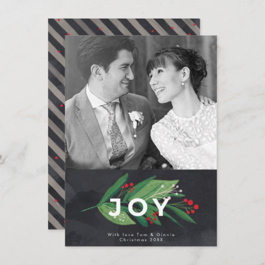 クリスマスの冬の休日のフォトカードを喜ぶ シーズンカード (正面/裏面)