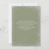 クリスマスの冬の写真結婚したとカーメリード サンキューカード (裏面)