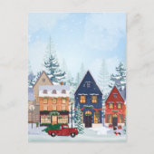 クリスマスの冬の冬の家 シーズンポストカード (正面)
